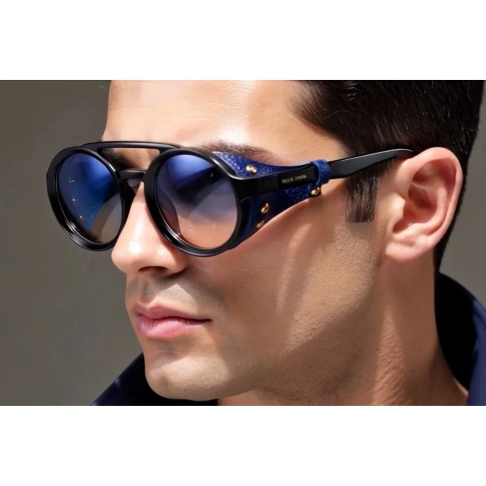 Sunglasses‎ Round Side Shield Hipster Designer Cyber Shades Hip Hop Dust Protect